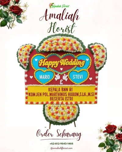 Karangan Papan Bunga Pernikahan di Jambewangi